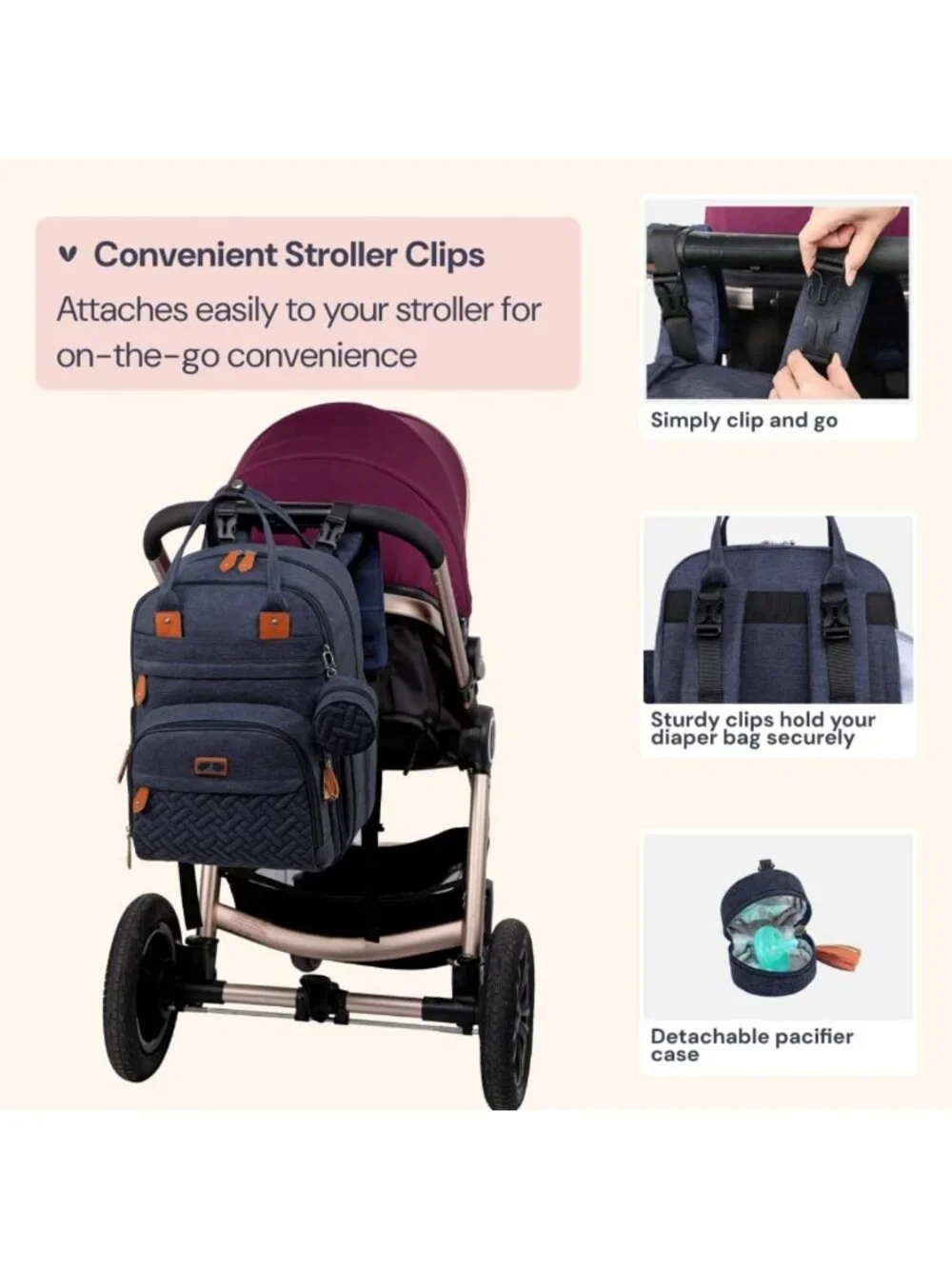 Multi-Functional Water-Resistant Diaper Bag Backpack with Changing Pad